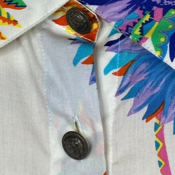 Istante By Versace Multicolored Sunflower Print Short Sleeve Button Down from - Picture 4 of 7